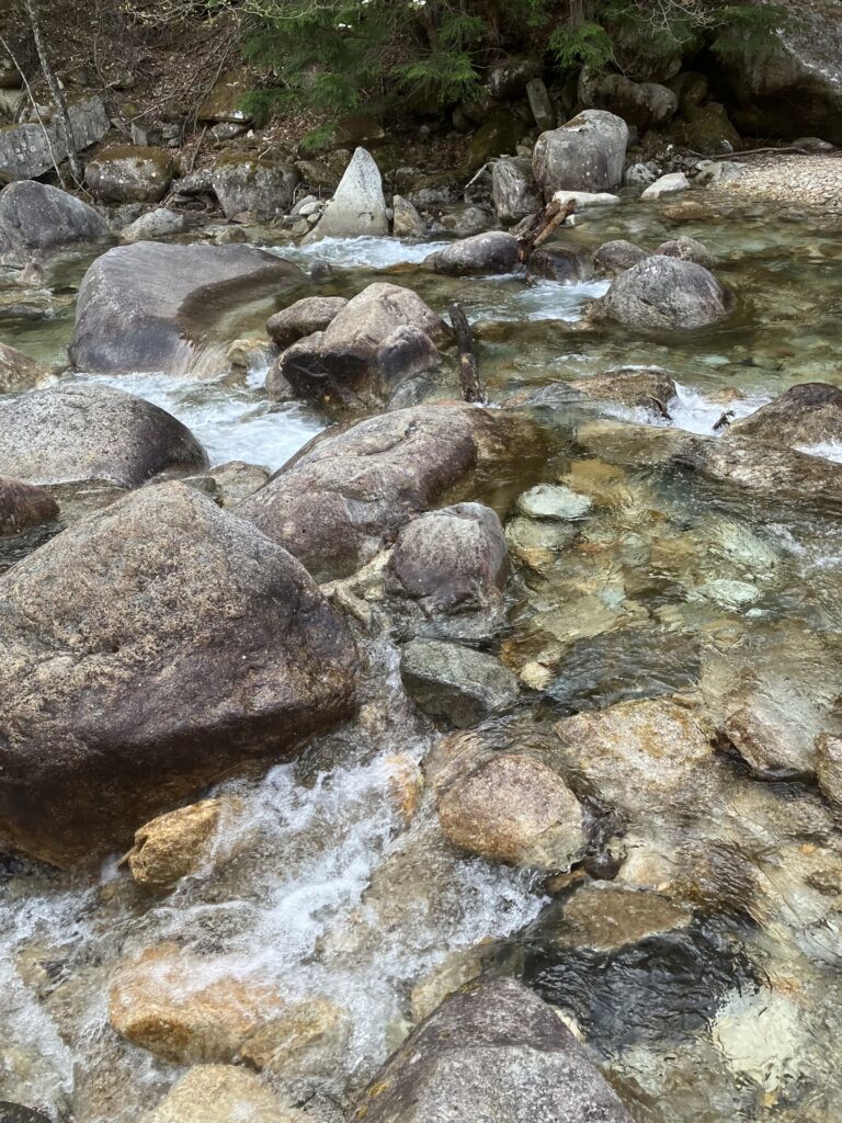 西俣沢を渡渉